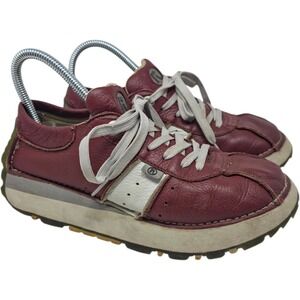 Vintage Wild Rice Dugout Sneakers Womens 8.5 Maroon Leather Y2K Chunky Bowling